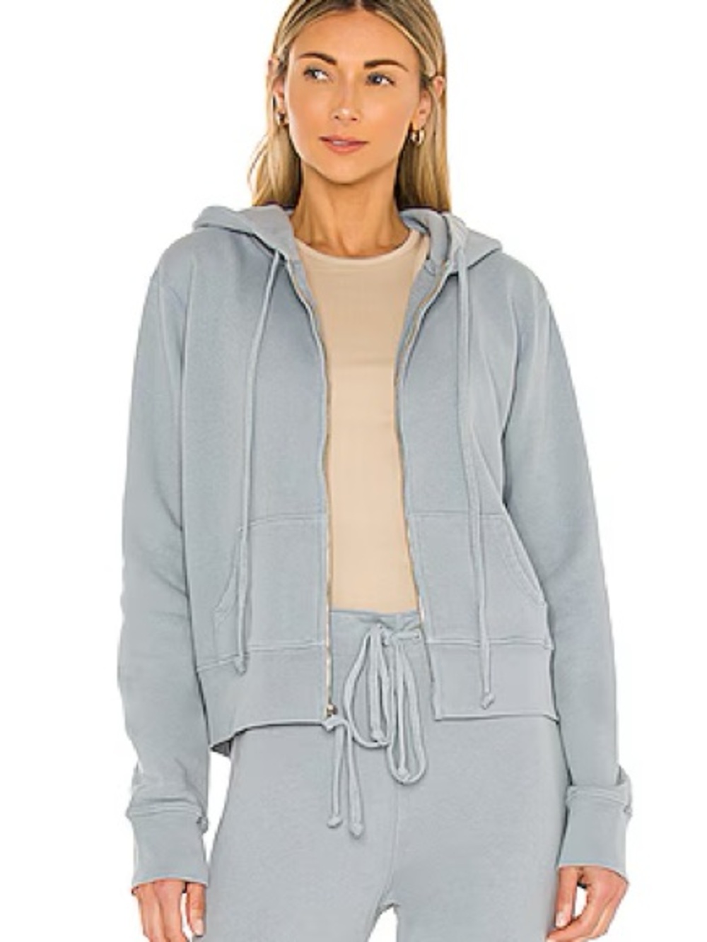 Nili Lotan Callie Light Blue Women's Zip-Up Hooded Sweatshirt